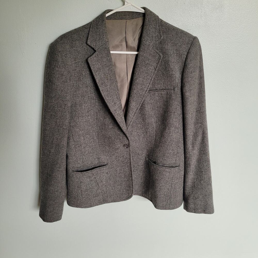 Vintage 90s Anderson Little Womens Gray Blazer 100% Wool Jacket Siz 10